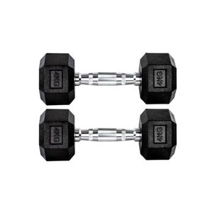Par Halteres 4kg + 4kg Dumbbell Sextavado Emborrachado Pegada Cromada Gallant (GDB04F3B-PT)