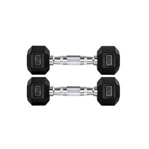 Par Halteres 2kg +2kg Dumbbell Sextavado Emborrachado Pegada Cromada Gallant (GDB02F3B-PT)