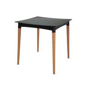 Mesa Quadrada Tramontina Diana Preta em Polipropileno com Pernas de Madeira 70 x 70 x 75 cm