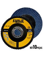 Disco de Lixa Flap 41/2 POL 115 MM Aço Inox Grão 120 Kit com 10 Unidades EVALD EVALD