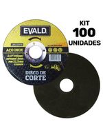 Disco de Corte 41/2 POL 115 MM Aço Inox Kit 100 Unidades EVALD