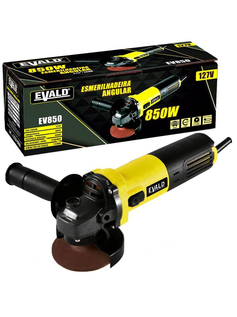 Esmerilhadeira Angular 41/2 POL 850W 115MM EV850 EVALD-220V