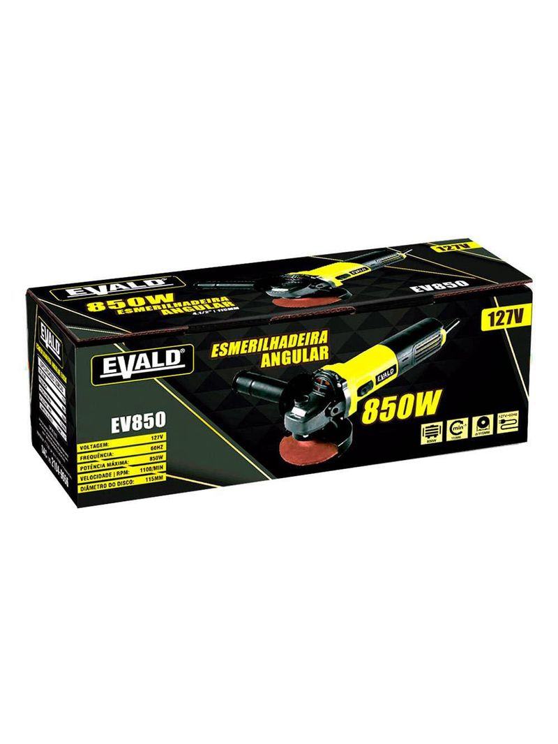 Esmerilhadeira Angular 41/2 POL 850W 115MM EV850 EVALD-220V