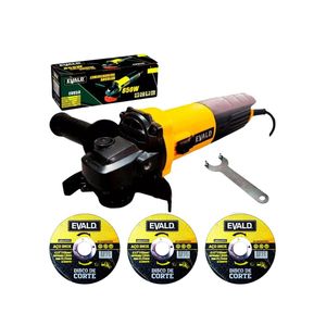 Esmerilhadeira Angular 4.1/2 POL 850W 115MM EV850 EVALD + Kit 3 Discos