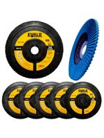 Disco de Lixa Flap Zirconio 7 POL 180 mm Aço Inox Grão 60 Kit 5 Unidades EVALD