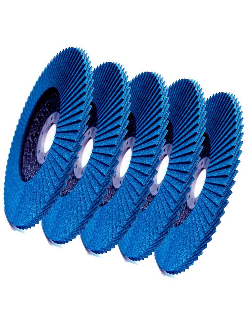 Disco de Lixa Flap Zirconio 7 POL 180 mm Aço Inox Grão 60 Kit 5 Unidades EVALD