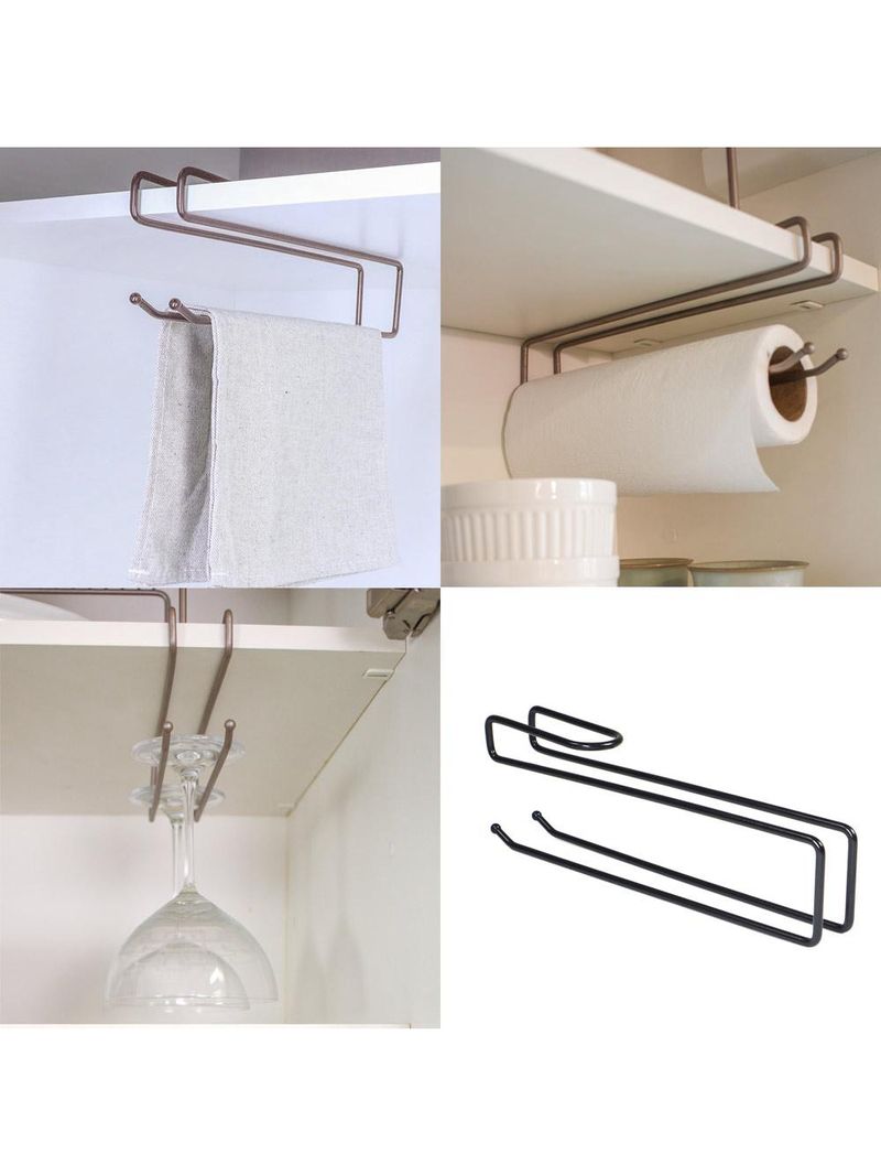 Suporte Organizador Multiuso Suspenso Viena p/ Toalhas, Taças, Papel Preto 991307 BEL