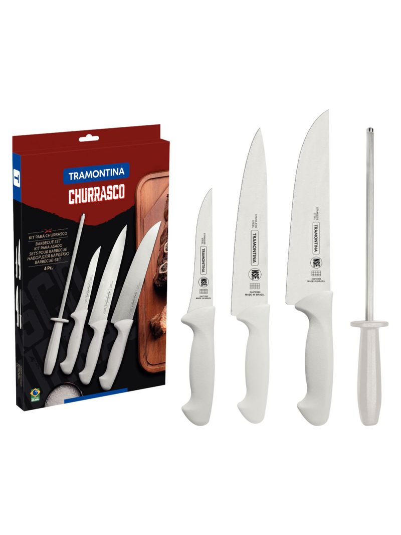 Jogo de Facas para Churrasco Tramontina Aço Inox Polipropileno 4 Peças