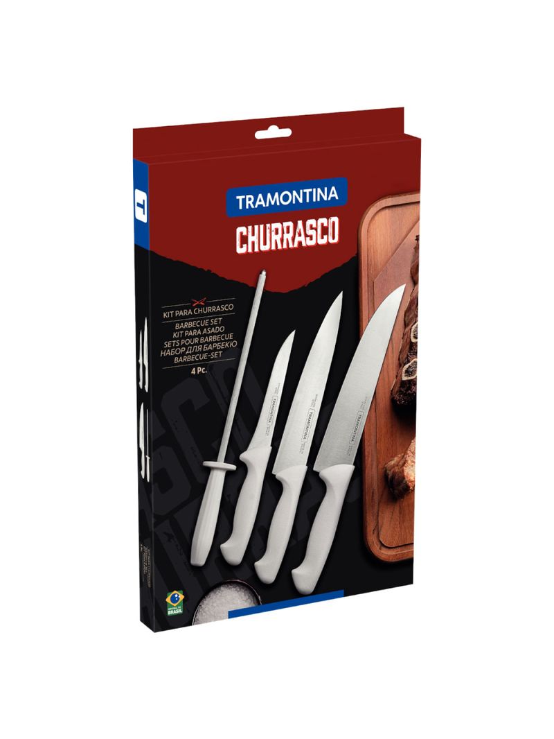 Jogo de Facas para Churrasco Tramontina Aço Inox Polipropileno 4 Peças
