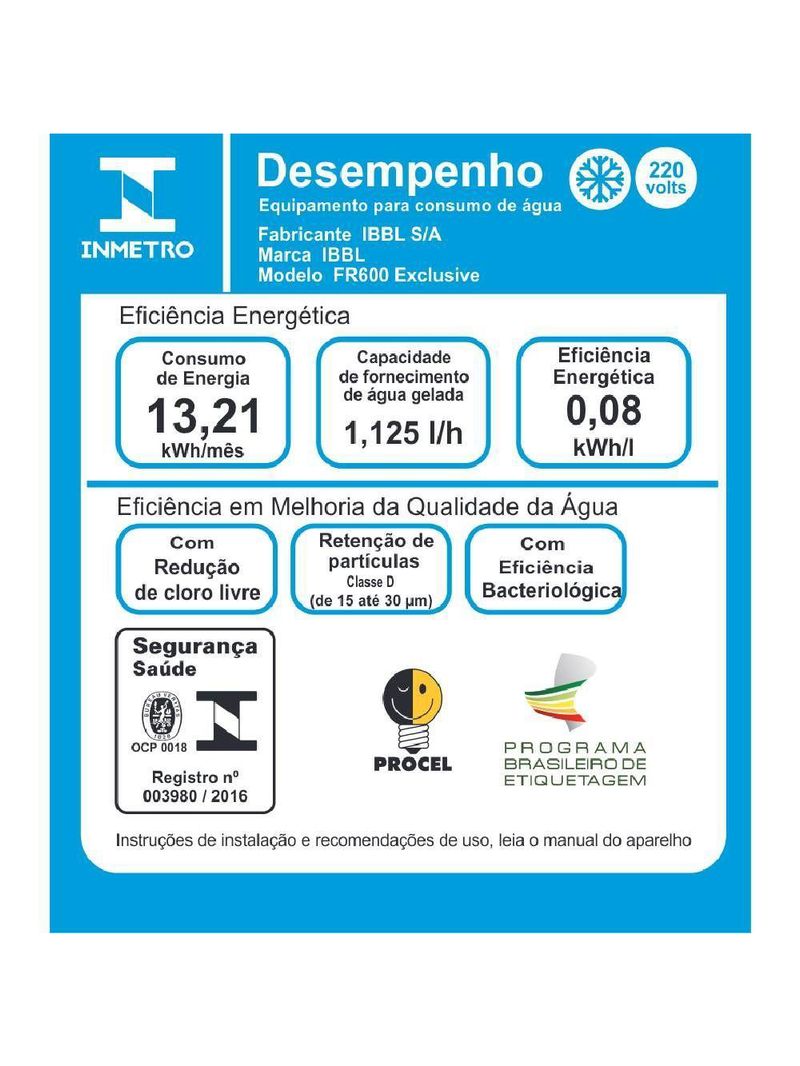 Purificador De Água IBBL Exclusive FR600 Preto 220V