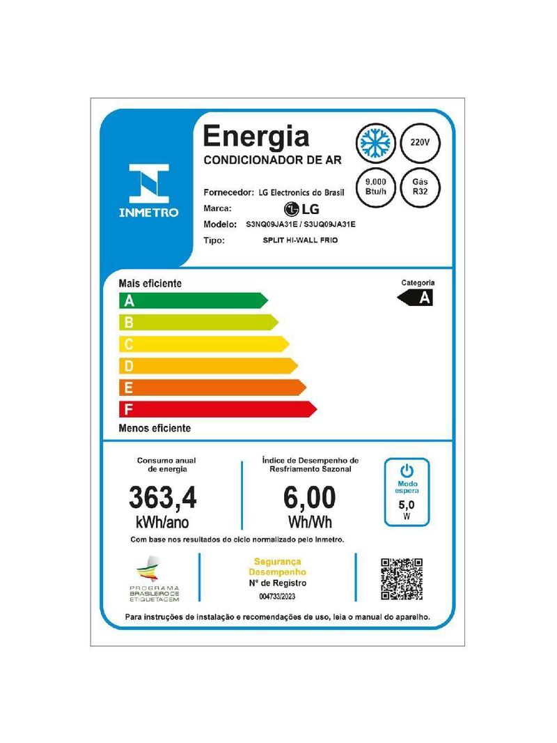 Ar Condicionado Split LG AI Smart Inverter Voice 9000 BTUs Frio 220V S3-Q09JA31E