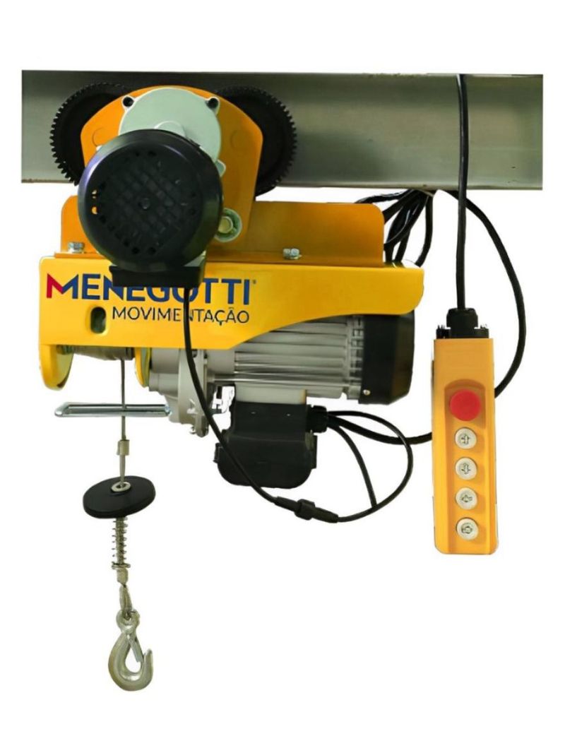 Talha Guincho Elétrico com Trole 600kg Elevação 12M 220V MENEGOTTI