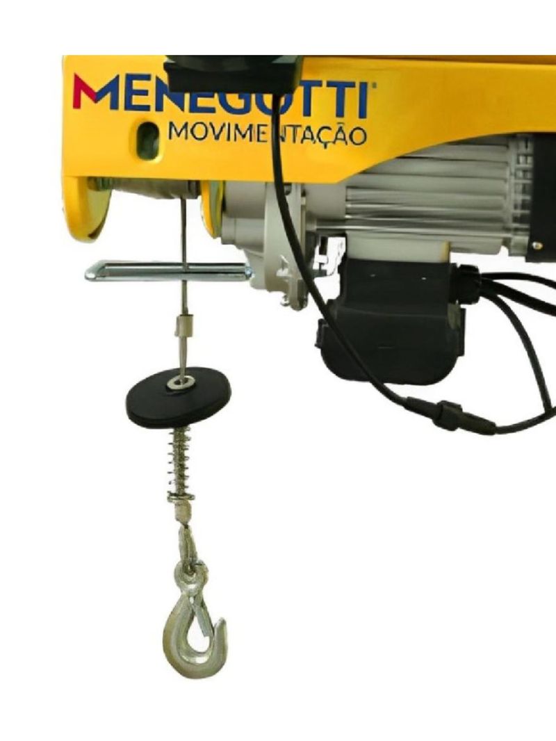 Talha Guincho Elétrico com Trole 600kg Elevação 12M 220V MENEGOTTI