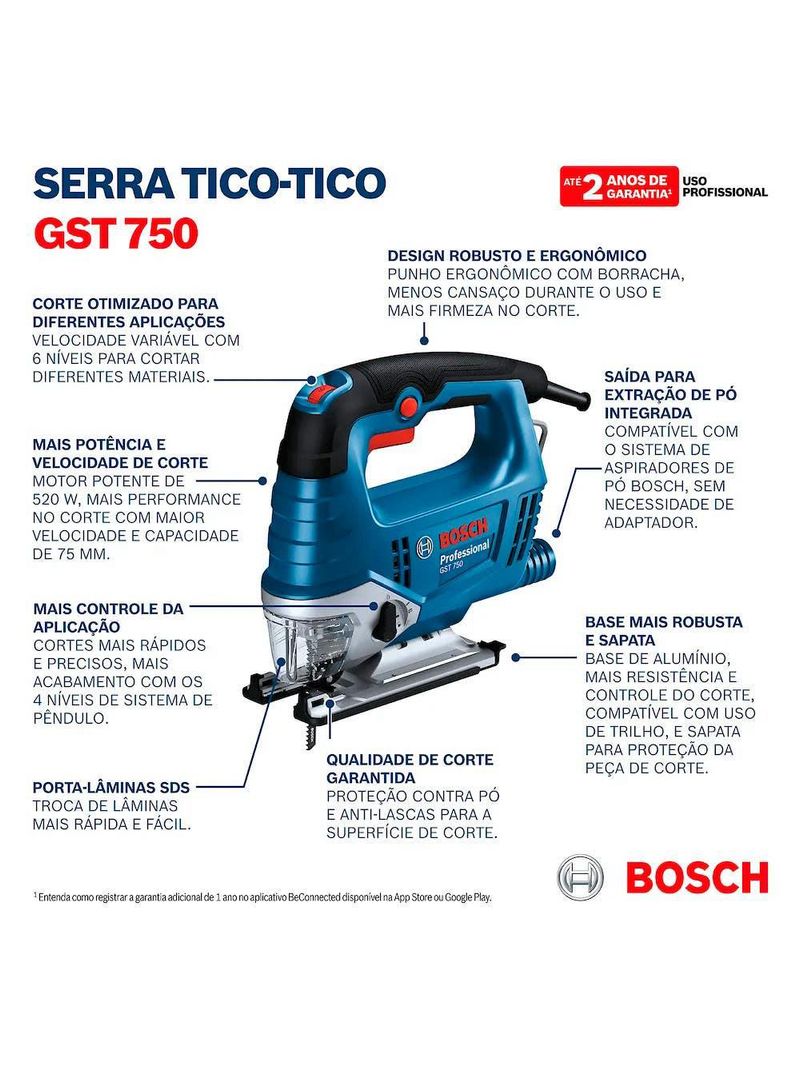 Serra Tico Tico SDS 520w GST 750 06015B41E0000 BOSCH-220V