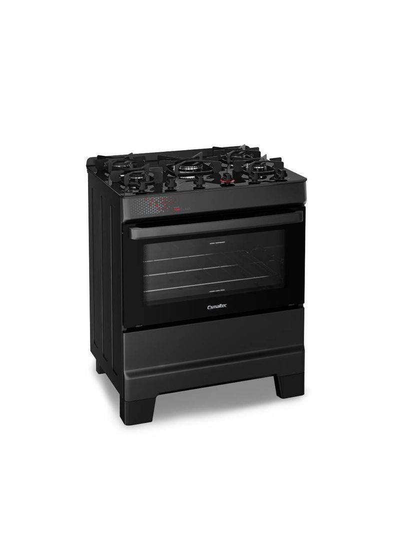 Fogão Esmaltec Ideal Top Glass 5 Bocas Preto Bivolt