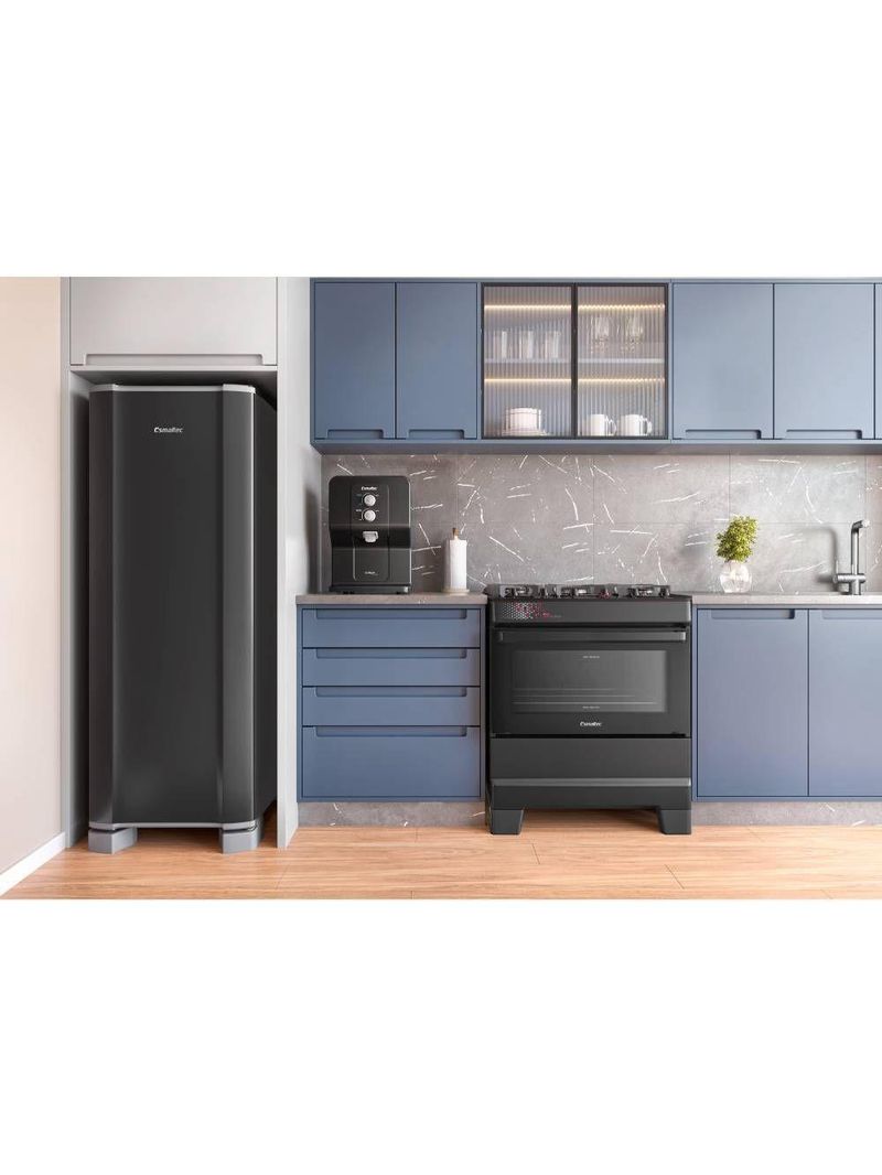 Fogão Esmaltec Ideal Top Glass 5 Bocas Preto Bivolt