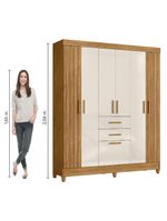 Guarda Roupas Casal Ripado 7 Portas 2 Gavetas Malta Madeirado Off White