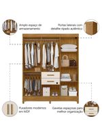 Guarda Roupas Casal Ripado 7 Portas 2 Gavetas Malta Madeirado Off White