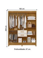 Guarda Roupas Casal Ripado 7 Portas 2 Gavetas Malta Madeirado Off White