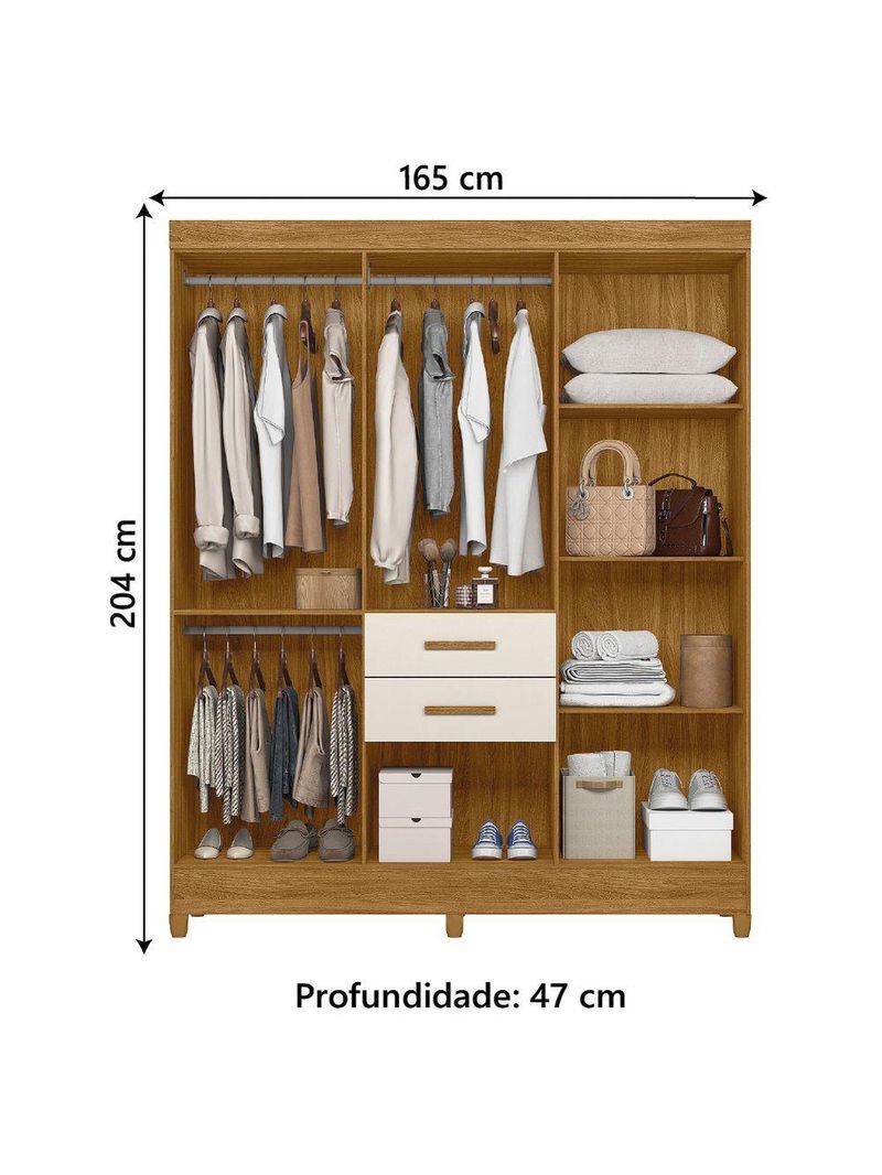 Guarda Roupas Casal Ripado 7 Portas 2 Gavetas Malta Madeirado Off White