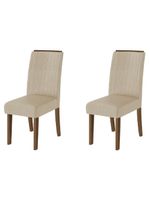 Conjunto Com 2 Cadeiras Estofada Sala De Jantar Grécia Cedro / Bege Dobuê Cedro