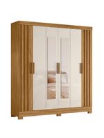 Guarda Roupas Casal Ripado Com Espelho 6 Portas 2 Gavetas Freijó/off White Valença Moval Freijo Off