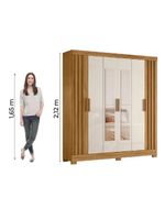 Guarda Roupas Casal Ripado Com Espelho 6 Portas 2 Gavetas Freijó/off White Valença Moval Freijo Off