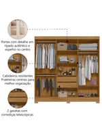 Guarda Roupas Casal Ripado Com Espelho 6 Portas 2 Gavetas Freijó/off White Valença Moval Freijo Off