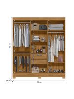 Guarda Roupas Casal Ripado Com Espelho 6 Portas 2 Gavetas Freijó/off White Valença Moval Freijo Off