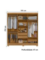 Guarda Roupas Casal Ripado Com Espelho 6 Portas 2 Gavetas Freijó/off White Valença Moval Freijo Off