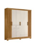 Guarda Roupas Casal Ripado 6 Portas 2 Gavetas Freijó/off White Valença Moval Freijo Off