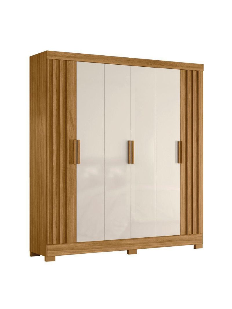 Guarda Roupas Casal Ripado 6 Portas 2 Gavetas Freijó/off White Valença Moval Freijo Off