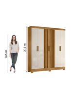 Guarda Roupas Casal Ripado 6 Portas 2 Gavetas Freijó/off White Valença Moval Freijo Off