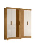 Guarda Roupas Casal Ripado 6 Portas 2 Gavetas Freijó/off White Valença Moval Freijo Off