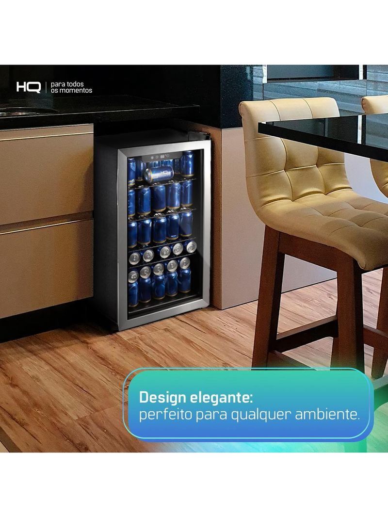 Cervejeira Expositor Vertical HQ Vidro Duplo 100 Litros Inox HQ-100CEVPV 110V