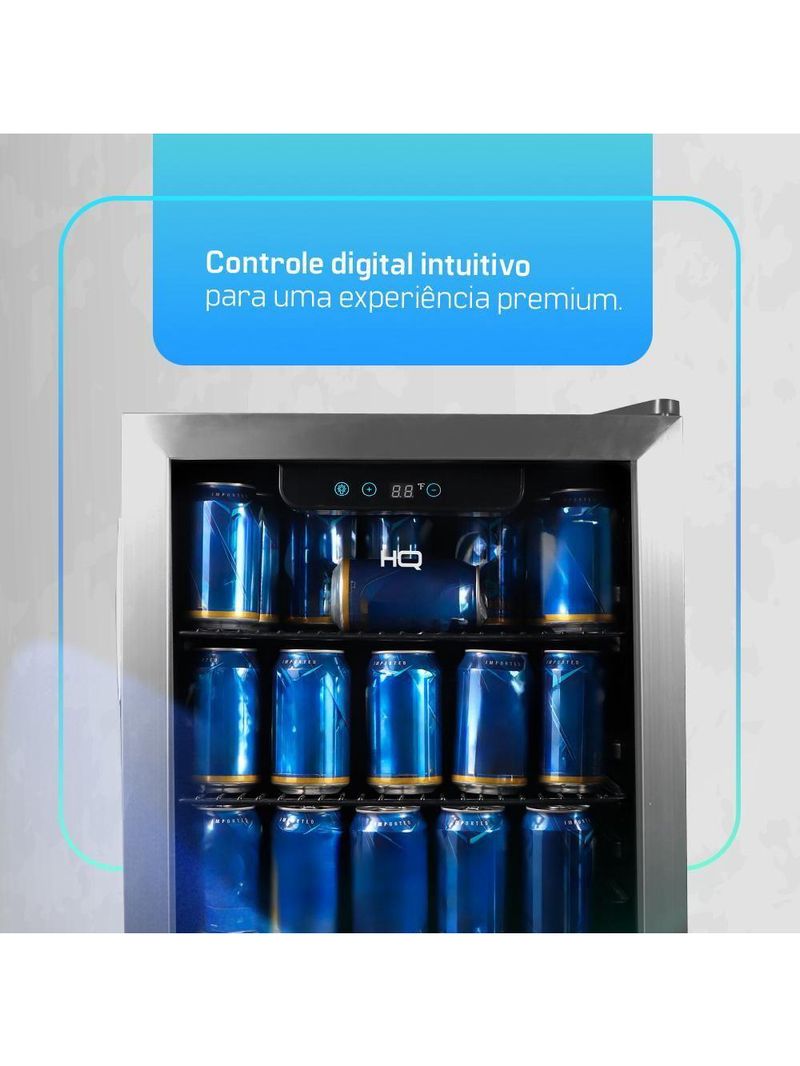 Cervejeira Expositor Vertical HQ Vidro Duplo 100 Litros Inox HQ-100CEVPV 110V