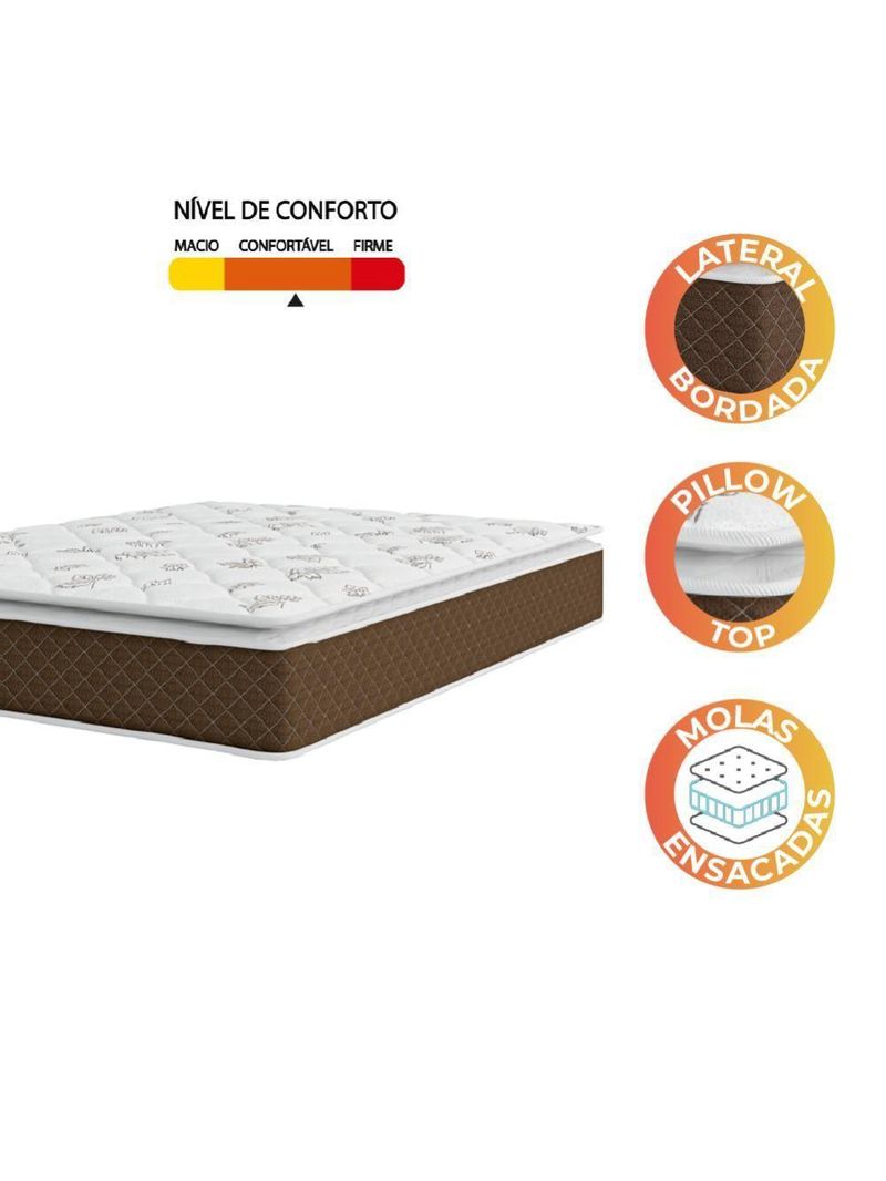 Colchão Casal Molas Ensacadas Pillow Martino 138x188x25cm