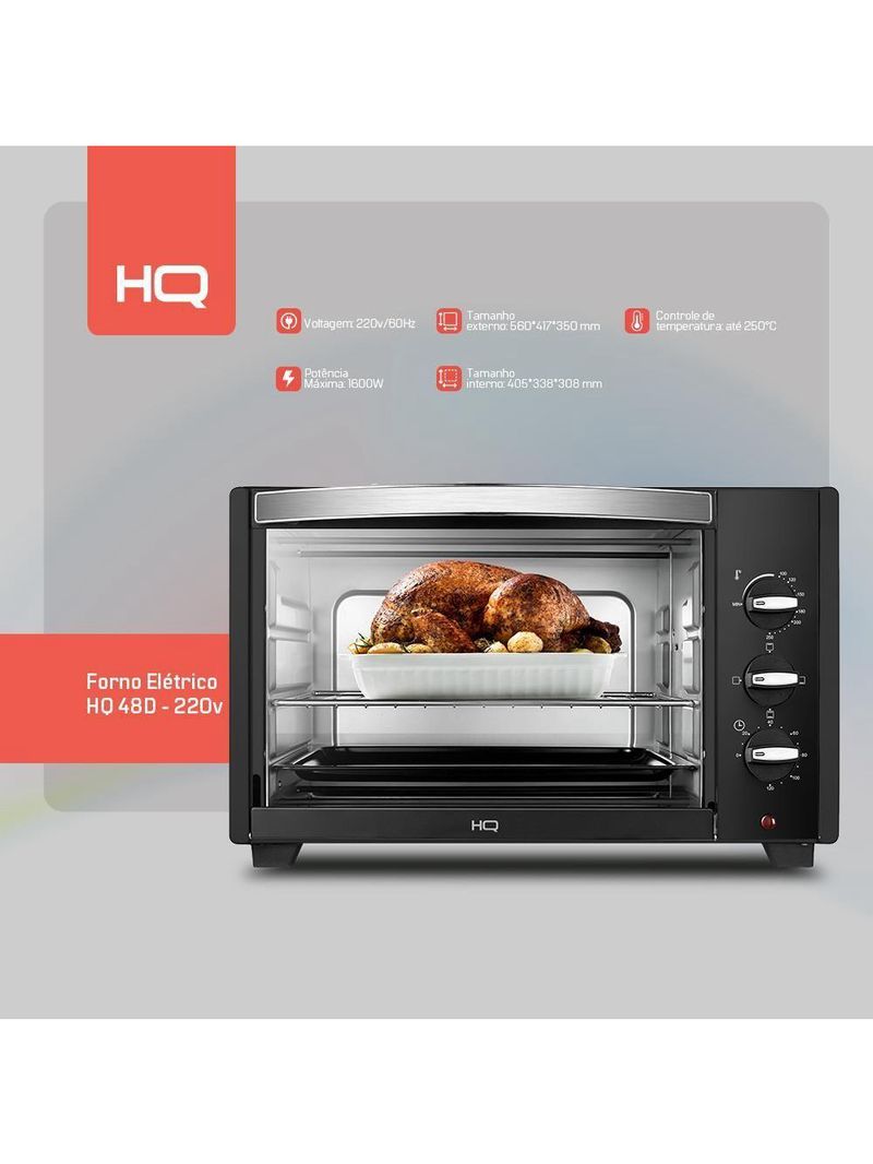 Forno Elétrico Hq 48 Litros Hq48d 2000w Preto 220v