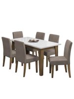 Conjunto De Mesa Sala De Jantar Miami Com 6 Cadeiras  Cedro