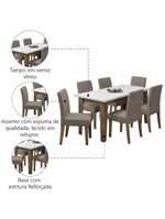 Conjunto De Mesa Sala De Jantar Miami Com 6 Cadeiras  Cedro
