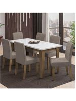 Conjunto De Mesa Sala De Jantar Miami Com 6 Cadeiras  Cedro
