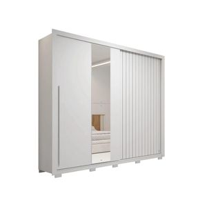 Guarda Roupas Casal Com Ripado E Espelho 2 Portas 4 Gavetas Eloa Branco Caemmun Branco