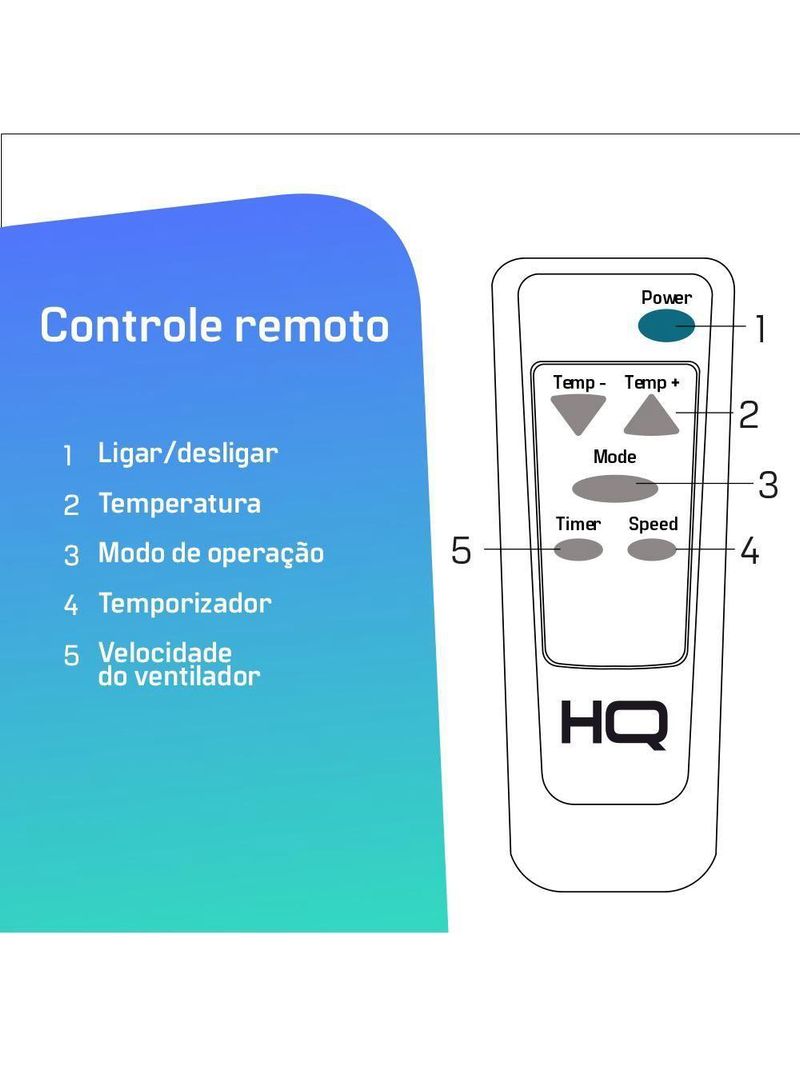 Ar Condicionado Portátil HQ 8500 Btu/h Frio Monofásico Branco HQ-AP8500FW 220V