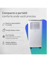 Ar Condicionado Portátil HQ 8500 Btu/h Frio Monofásico Branco HQ-AP8500FW 220V