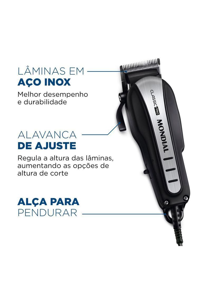Cortador De Cabelos Mondial Classic Pro 127v preto/inox