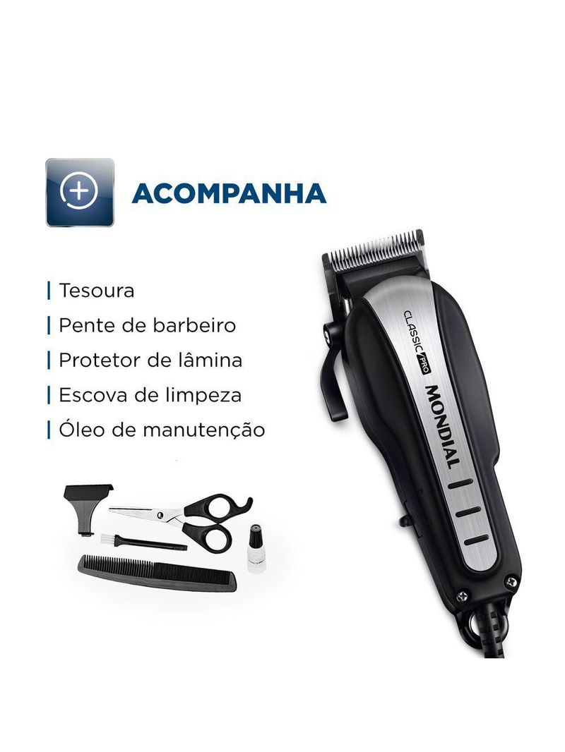 Cortador De Cabelos Mondial Classic Pro 127v preto/inox