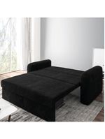 Sofá Cama Versátil 2 Lugares Veludo Selmer Preto