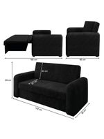 Sofá Cama Versátil 2 Lugares Veludo Selmer Preto