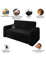 Sofá Cama Versátil 2 Lugares Veludo Selmer Preto