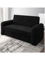 Sofá Cama Versátil 2 Lugares Veludo Selmer Preto